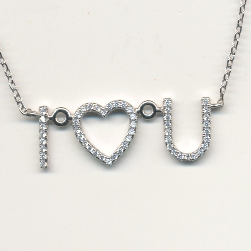 Sølv halskæde "I love you"