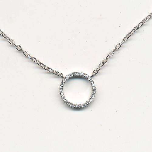 Sølv kæde med rund ring